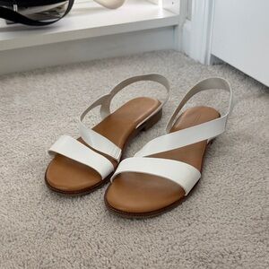 Cynthia Rowley White Leather Slingback Sandals with Tan Footbed